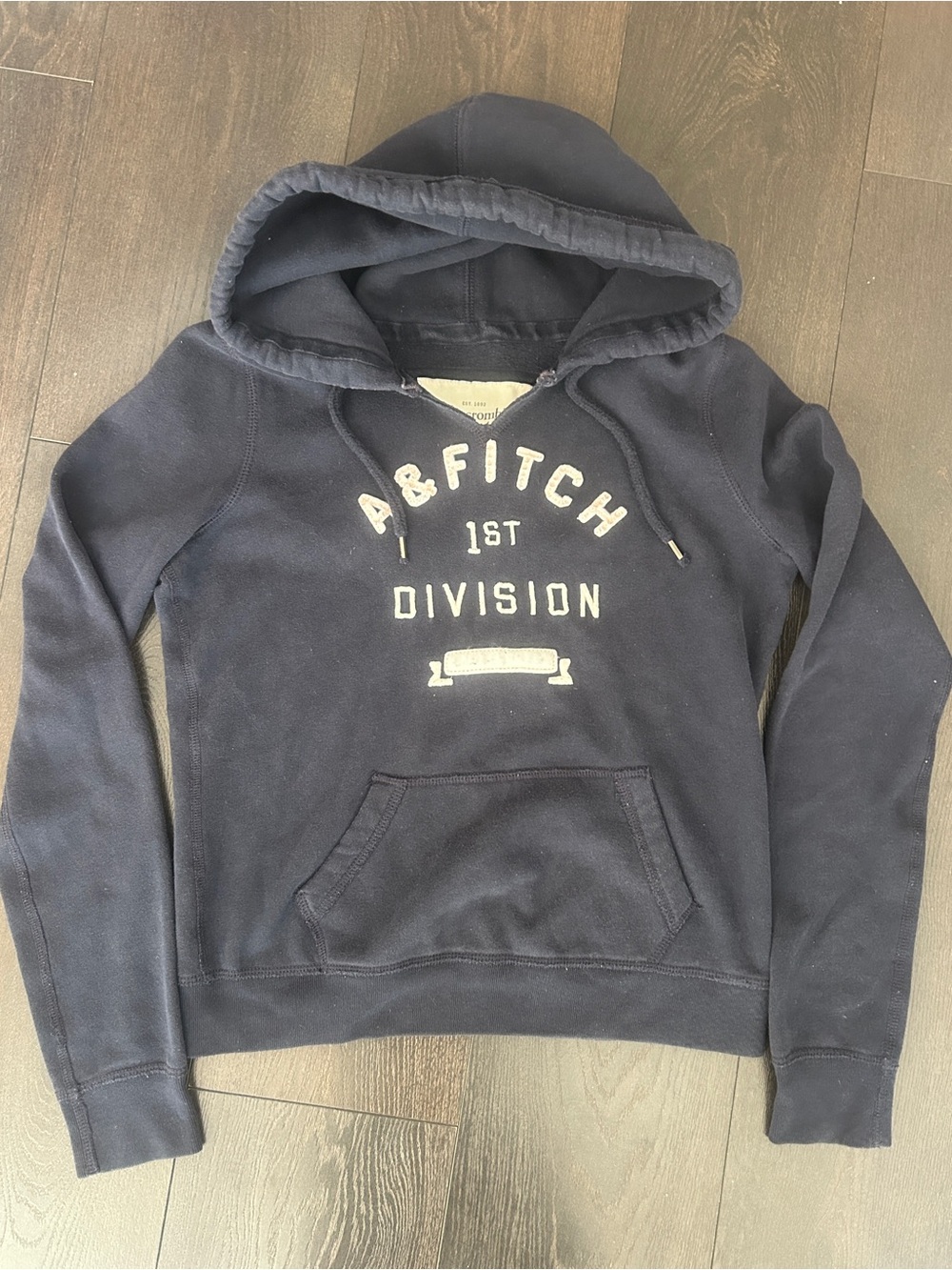 Abercrombie & Fitch Women’s Y2K Vintage Logo Hoodie Navy Blue Size Small